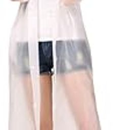 FIRMED STRING RAINCOAT FOR WOMEN-PVC Material TRANSPARENT WATERPROOF REUSEABLE RAINWEAR WITH FUNCTIONAL POCKETS, ADJUSTABLE HOOD AND CARRYING POUCH-88