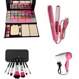 Zaduhik TYA 6155 Multicolour Makeup Kit with 7 Black Makeup Brushes Set, 1 Foldable Hair Dryer with 1 Mini Hair Straightener - (Pack of 10)-18