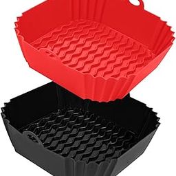 2 Pack Air Fryer Silicone Liners, 8.5''Square Air Fryer Silicone Basket,Heat Resistant Easy Cleaning Air Fryers Oven Accessories, Reusable Air Fryer Silicone Bowl Fits 4 To 7QT-23