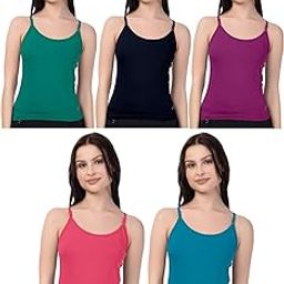 Selsia Women's Cotton Adjustable Regular Fit Camisole | Pack of 3 | (Multi Color)-picture-34