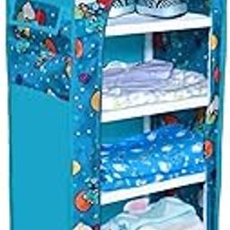 YouCopia Almirah for Clothes,Plastic Wardrobe for Clothes Multipurpose Collapsible Wardrobe for Kids Clothes/Toy/Book, Baby Cupboard for Clothes UpSpace Organizer Cartoon with Wheels (Firozi)-image-87