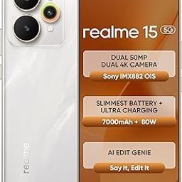 realme 15 5G Smartphone 8+128GB Silver,144Hz HyperGlow 4D Curve Display,7000mAh Battery,80W SuperVOOC,Dual 50MP 4K Cameras,Dimensity 7300+ Chipset,IP69-image-25