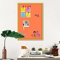 ArtzFolio Oranges Family Coral Colour | Framed Magnetic Dry Erase White Board | Includes Sticky Notes, Magnet Buttons & Markers | Golden Frame | 16 x 24 inch (41 x 61 cms)-image-78