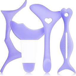 Gleva 4Pcs Multifunctional Eye Makeup Tool, Reusable Silicone Eyeliner Aid Mascara Shield Guard Eyeliner Eyelash Lipstick Eyeshadow Applicators for Beginner's & Profesional's (Purple)-0
