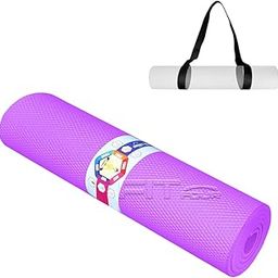 FIT FOUR ® Yoga MAT (Color-Purple) with Non-Slippy, Light Weight, Extra Large Made by EVA Qualiy for Men & Women Gym Workout and Yoga Exercise with Shoulder Strap (Qnty-1 Pcs)-image-1