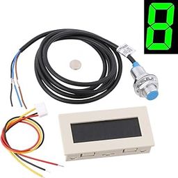 LYWS 4 Digital Green LED Tachometer RPM Speed Meter+NPN Hall Proximity Switch Sensor w/White Shell-12