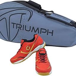 Gowin Badminton Shoe Smash Red Size-6 with Triumph Badminton Bag 303 Grey/Black-image-91