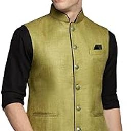 SHOWOFF Men's Solid Olive Ethnic Nehru Jackets-BD-51340_Olive-image-76