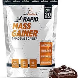 Hulk Nutrition Rapid Weight Gainer, High Protein Muscle Mass & Weight Gainer with L-Glutamine, Creatine Monohydrate, EAA & Digestive Enzymes | Post-Workout Protein Powder for Muscle Gain | Whey Protein + Muscle Builder Weight Gainer Protein Powder for Men & Women [Belgian Chocolate, 1 Kg / 2.2 lb]-image-88