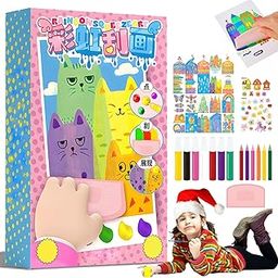 Clefairy DIY Rainbow Scratch Art Painting Scratches Art for Kids dot Painting Art kit with Squeegee Tool, Color Tubes, Design Sheets & Stickers Rainbow Scratch Art Squeegee Art Kids Paint kit-image-8