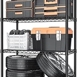 Golpart 4 Tier Heavy Duty Shelves Adjustable Storage Shelf Organizer Metal Garage Wire Shelving Unit Pantry 18" D x 36" W x 59" H,Black-image-70