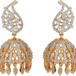 Fashion Jewellery White Rodium-Gold Polished Zircon Earrings With Push Back Clouser | Best For Gifting & Special Occasion | Jhumki For women - 433243-image-61