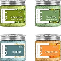 Vedanum Botanic Infusion Lemongrass, Tea Tree, Jasmine, Orange Bath Salt Combo for Relaxing, Pain Relief and Foot Massage - Pack of 4 Jars 100 Gm Each-image-42