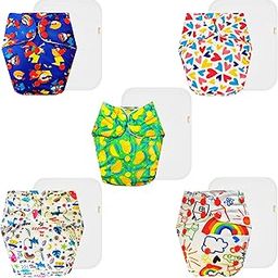 Dumbledo Premium Cloth Diaper with Cotton Insert (Pack of 5) | Soft & Gentle | 6-Layer Absorbent Pad | Easy to Clean | Everyday Diapering Essential | 3 Months – 3 Years | Unisex Baby-image-71
