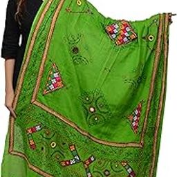 Banjara Women Cotton Embroidered Kutchi Dupatta - Mirrorwork Trikon-picture-21