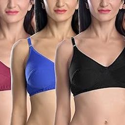 Women Cotton Bra Non-Wired Bra, Non-Padded, Full Coverage Bra, Everyday Bras, Cup-B, Multicolor, Combo Pack-image-17
