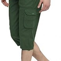 Reoutlook Cotton 3/4th Long Cargo Shorts For Men-image-35