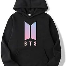 BTS Black Cotton Fleece Hooded Hoodie for Girls/Boys/Womens/Kids/Men-image-1