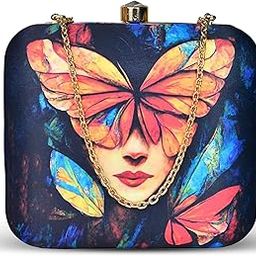 Butterfly Women Printed Clutch Bag For Women With Detachable Chain Sling Strap-image-101