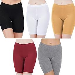 AQUAZZURA Pack of 5 Women's High Coverage Pure Cotton Daily Use Mid Elastic Plain Cycling Short Knicker for Girls(AQ_Group 16)-image-9