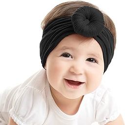 SYGA Baby Headbands Soft Cotton Strechable Turban Hairbands For Newborn Infant Toddlers Kids 0-3 Years (Black)-image-82