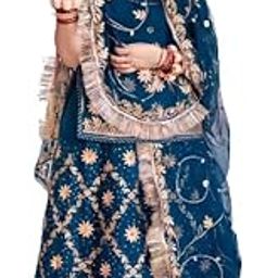 Women's Embroidred Vichitra Silk Ethnic wear Semi-stitched Lehenga Choli With Dupatta Set-picture-35