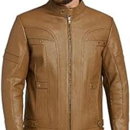 Pure Genuine Leather Jacket | Tan | Front Zip Closure | Solid Biker Jacket-image-66