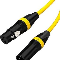 3 Pin XLR Cable | Male to Female | Superior BCC Bare Copper Core 25 AWG + Flexible Cord | Yellow | 1 Meter (3.28 Feet)-11