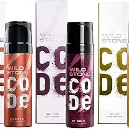 Wild Stone Code Copper, Gold & Iridium No Gas Body Perfume Combo for Men, Pack of 3 (120 ml each)-3