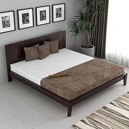Wooden King Size Bed - Solid Sheesham Wood Double Cot Without Storage - Stylish and Functional Furniture for Your Bedroom (Walnut Finish)-picture-27