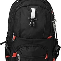 Laptop Backpack: 31L Water-Resistant Travel Bag with USB & Aux Port | Breathable EVA Back | Durable Backpack for Men, Women & Kids | Black & Red-picture-0