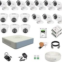 Clocite HIKVISION 16 Channel DVR with 2MP 6 Dome & 10 Bullet Cameras (Day/Night Vision) + 4TB HDD + Cable Roll (1+3) 8 CH Power Supply 2 Nos + BNC & DC Full Combo Kit-6