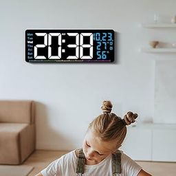 Jetsync Large LED Digital Wall Clock with Temperature | Humidity Sensor Alarm Timer | Auto DST Big Display | Modern Indoor Clock for Office, Gym, Home | Easy to Read | Multi Function Electronic Clock-image-62