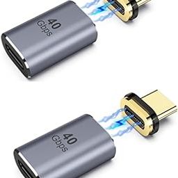 Tobo Magnetic Adapter Straight, USB4.0 C Male to C Female Magnetic Elbow 40GB Adapter, s Data Transfer Compatible with USB-C Mobile Phone,Laptops&Tablets(TD-1105TC) (Pack of 2)-14