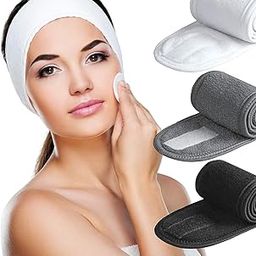 Facial Spa Headband 3 Counts Adjustable Makeup Hair Band with Magic Tape,Head Wrap for Face Care, Makeup and Sports-image-93