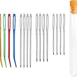 Deshionew 16 PCS Strong Large Eye Blunt Needles Multiple Size Sewing Needles Yarn Needle Darning Needle Wool Crochet Needles Bent-end Tapestry Needle for Sewing Up Knitting Crochet DIY Project-image-5