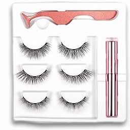 LOVELASH 3 Pairs Magnetic False Eyelash with 1 Waterproof Magnetic Eyeliner Kit, India's First 8D Faux Mink Eye lashes, Natural & Long Lasting Reusable Lashes, Free Applicator, No Glue needed-38