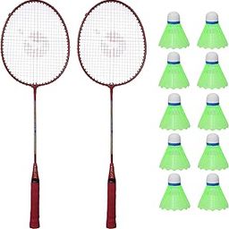 Aluminium Badminton Pack of 2 with 10 Nylon Shuttle & Rackets Bag Badminton Kit Badminton Kit ()_BZ_Striker-10NS-image-75