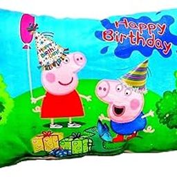 NISHOMES Cartoon Design Printed Kids Giftable Pillow Fiber Filled Size 12x18 Inches (Blue)-image-0