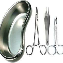 Alis Surgical Instrument CE Needle Holder, Adson Forceps, Iris Scissor With Kidney Tray 8" | Suture Set & Kidney Tray (Kidney Tray with Suturing Set), stainless steel-20