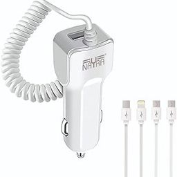 NAYRA 4-in-1 Fast Car Charger, Universal Compatibility, 3.4A High-Speed Charging, Built-in Coiled Cable + 4-in-1 Charging Cables (Type-C, Lightning, Micro,Micro USB)-8