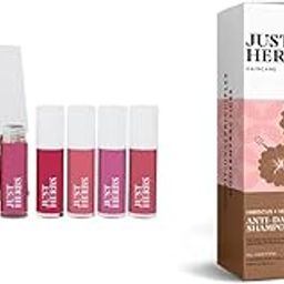 Just Herbs Ayurvedic Liquid Matte Lipstick Kit Set Of 5 With Long Lasting,Hydrating&Lightweight Lip Colours - Paraben&Silicon Free (Brights&Pinks)&Dandruff Control Ayurvedic Soya Protein Shampoo-15