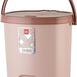 CELLO Cubic Plastic Pedal Dustbin Small Size | Trash Can Garbage Waste Bin with Lid & Handle | Ideal for Home, Kitchen, Office, Bathroom & Washroom | 7 Liters | Brown-image-28