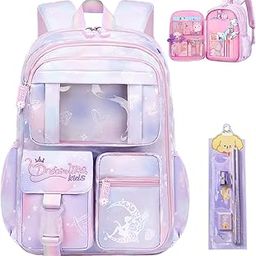 School Backpacks for Girls Stylish School Bags for Girls Kids 7-12 Years Old Cartoon Water Resistant Backpack Durable Burden Relief School Bag Children's Day Birthday Gift for Girls-image-30