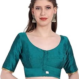 Women's Rayon Plain Blouse with Lace on Elbow Sleeve-image-8