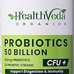 HEALTH VEDA ORGANICS PRIVATE LIMITED Probiotics 50 Billion Cfu Multi-Strains With Prebiotic|Good Digestive,Gut Health,Diarrhea,Gas & Bloating Support|Men And Women - 60 Vegetarian Capsules,1 Count-14