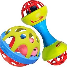 Innovitoy 2 Pcs Rattle Set Toys for New Born, Babies and Infants of Age 1-3-6-9-12 Months, Safe Non Toxic, Fun Colors & Soft Rattling Sound, Premium Gift Set Quality Toys-21