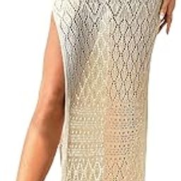 Women's Crochet Hollow Out Cover Up Skirt Sheer Split Thigh Beach Long Skirts-image-24