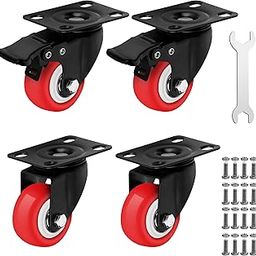 Castrek 2 Inch Heavy Duty Casters Set of 4, Lockable Plate Caster Wheels with Brakes Scratch Resistant 360 Degree Rotatable, 1100 lbs Load Capacity - Ideal for Any Floor (2 x Swivel 2 x Brakes)-picture-12