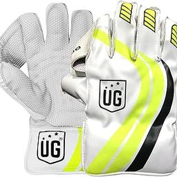 UG Sports | Cricket Leather Wicketkeepers Gloves Pair for Men| Advanced Protection and Enhanced Grip | Durable Construction, High-Density Finger Protection, Ergonomic Design (Club, Green, Junior)-image-2